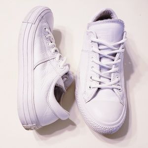 Women's White Leather Converse Size 7